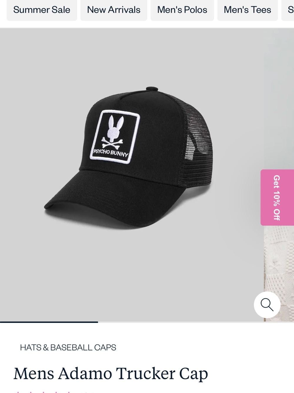 Psycho Bunny Black Trucker Cap with White Patch Logo